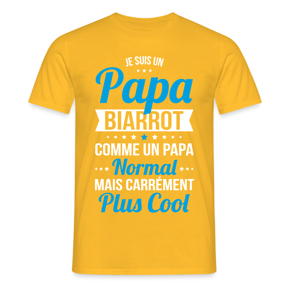 T-shirt Homme - Papa Biarrot Plus Cool - jaune