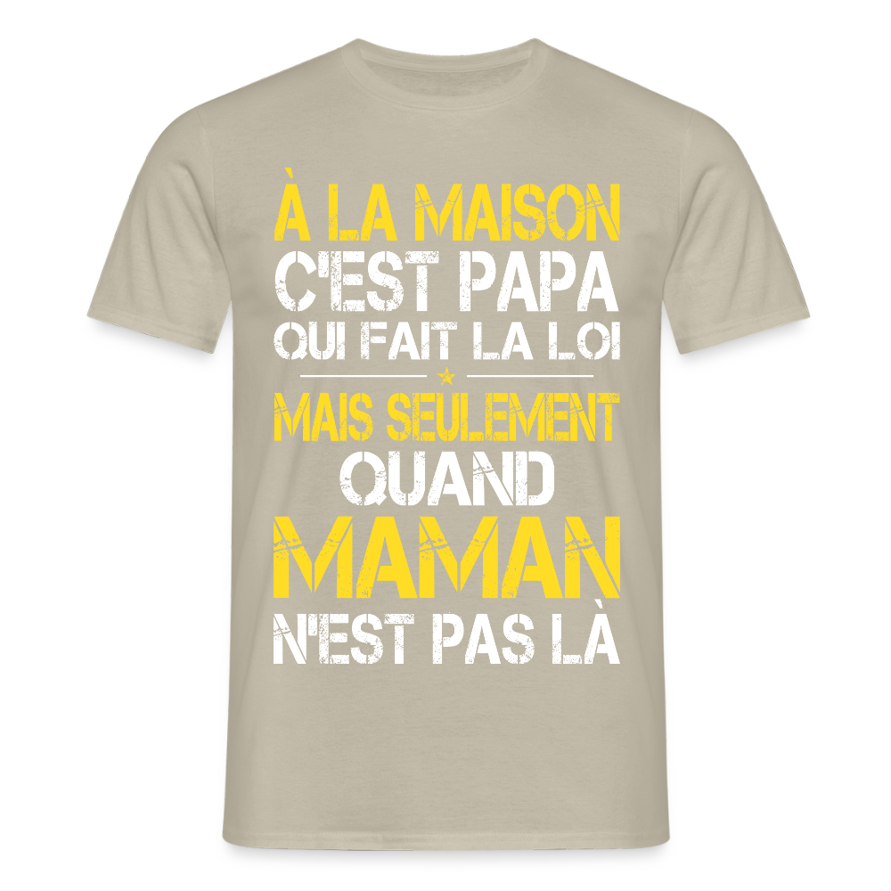 T-shirt Homme - Papa fait la loi - beige sable