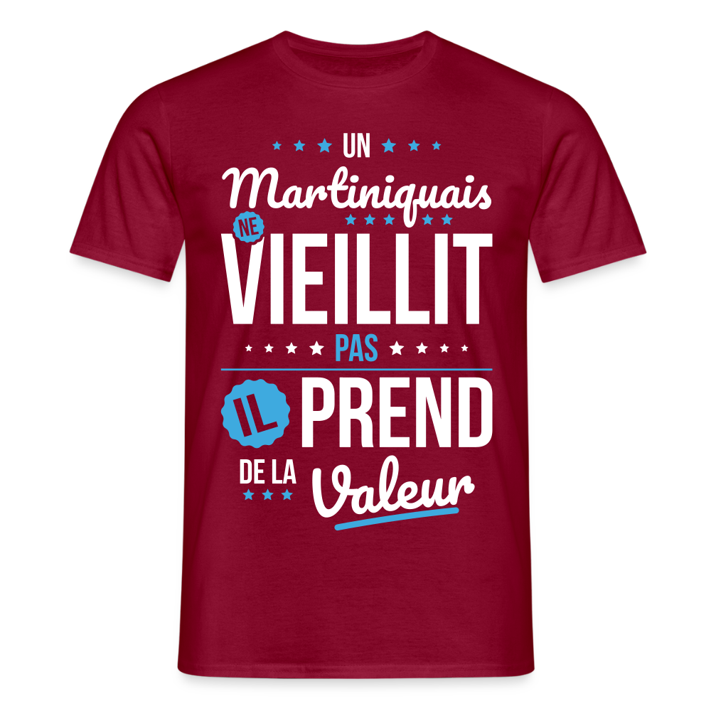 T-shirt Homme - Un Martiniquais ne vieillit pas - rouge brique