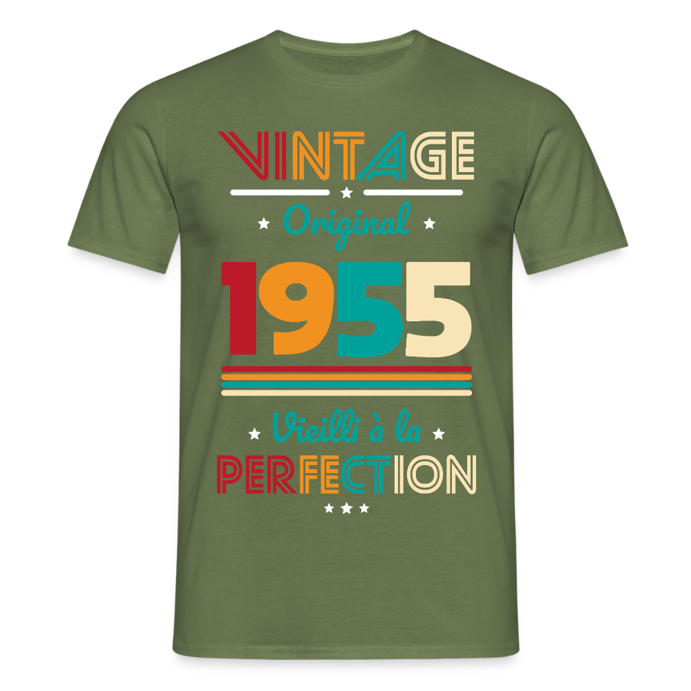 T-shirt Homme - Anniversaire 70 Ans - Vintage Original 1955 - vert militaire