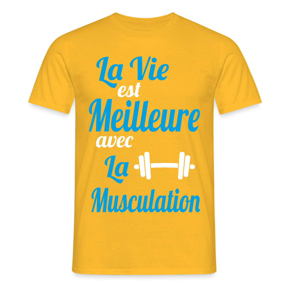 T-shirt Homme - La vie est meilleure avec la Musculation - jaune