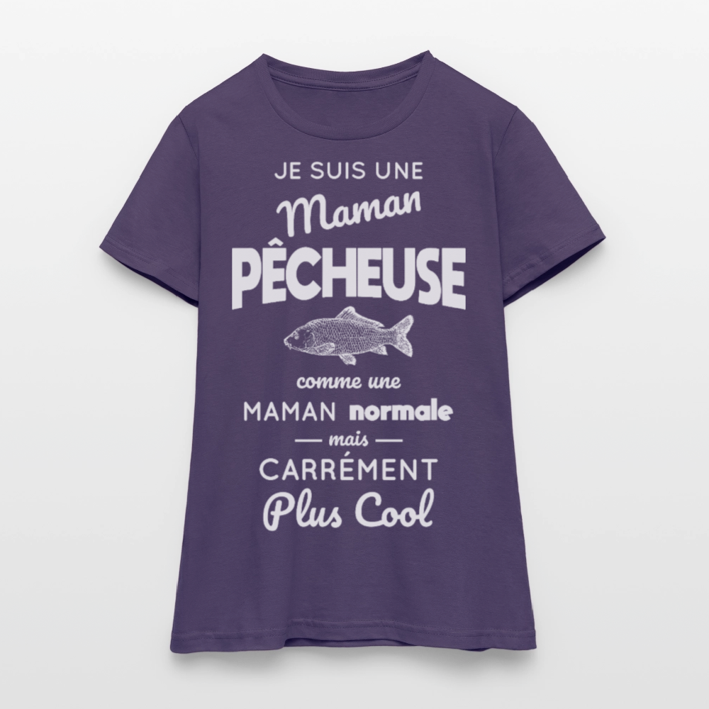 T-shirt Femme - Maman pêcheuse plus cool - violet foncé