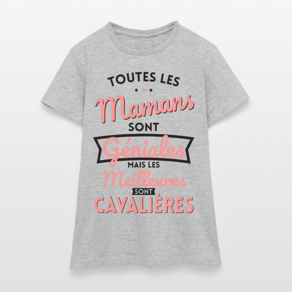 T-shirt Femme - Mamans géniales - Les meilleures sont cavalières - gris chiné