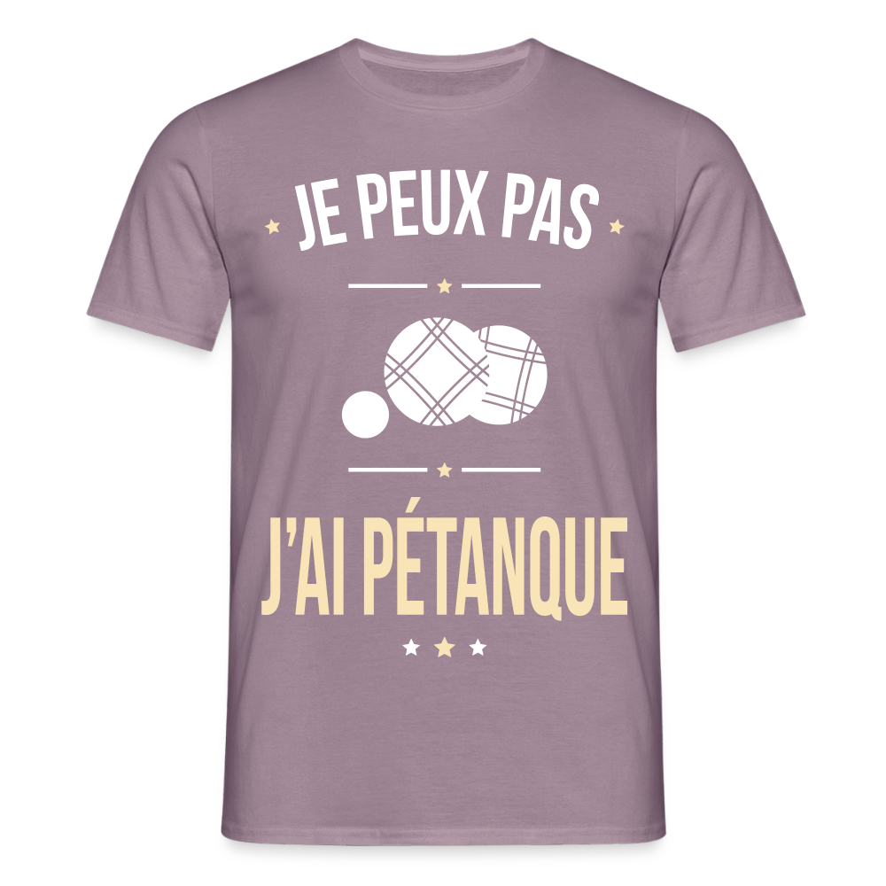 T-shirt Homme - Je peux pas j'ai Pétanque - mauve gris