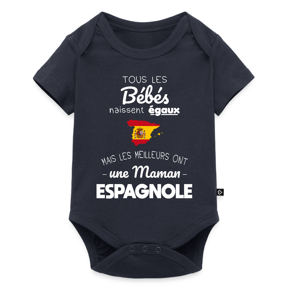 Body Bébé bio manches courtes - Les Meilleurs Ont Une Maman Espagnole - bleu marine