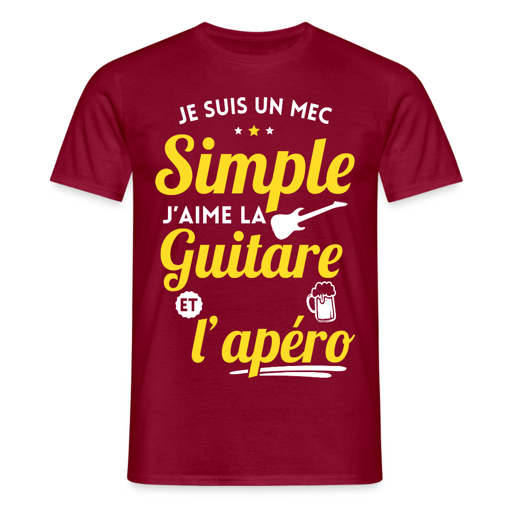 T-shirt Homme - J'aime la guitare et l'apéro - rouge brique