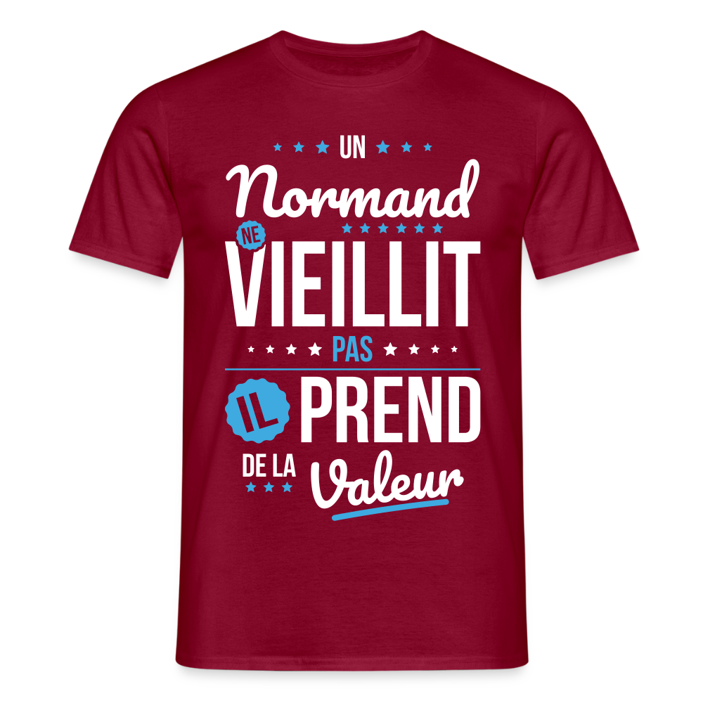 T-shirt Homme - Un Normand ne vieillit pas - rouge brique