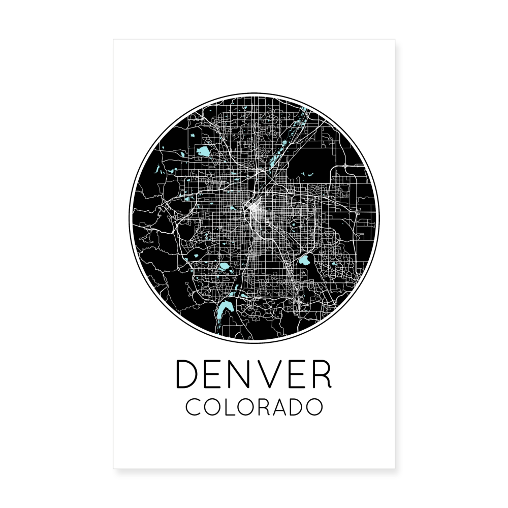 Poster Denver - Plan Denver - 20 x 30 cm - blanc