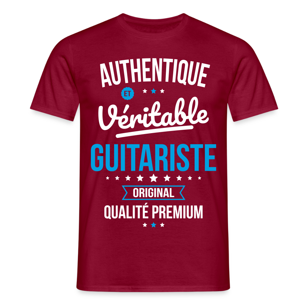 T-shirt Homme - Authentique et véritable Guitariste - rouge brique