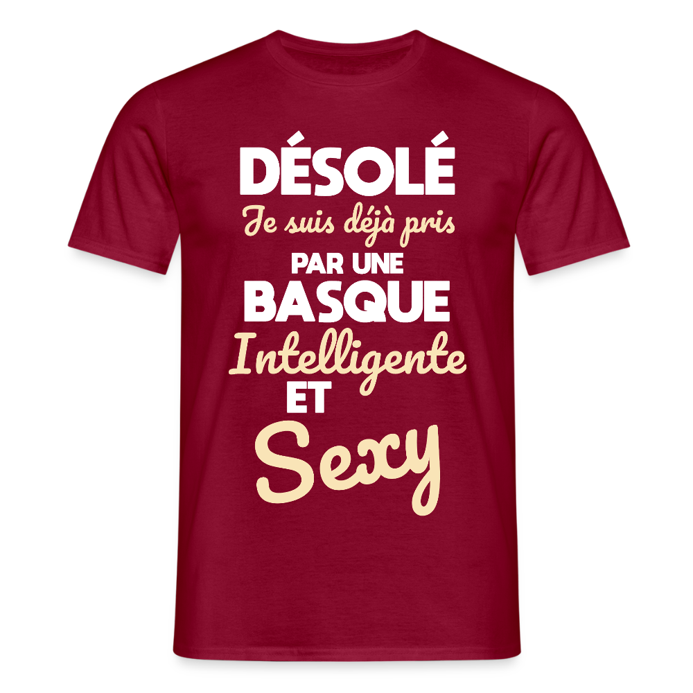 T-shirt Homme - Je suis déjà pris par une Basque intelligente et sexy - rouge brique