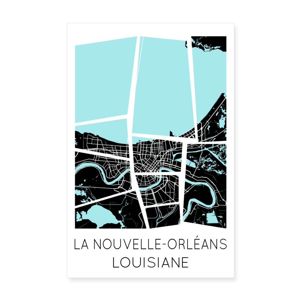 Poster La Nouvelle-Orléans - Plan La Nouvelle-Orléans - 20 x 30 cm - blanc
