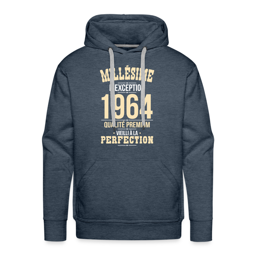 Sweat à capuche Premium Homme - Anniversaire 61 Ans - Millésime 1964 - bleu jeans