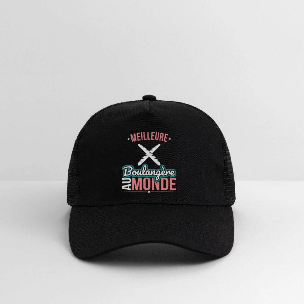 Casquette Trucker - Meilleure boulangère au monde - noir/noir