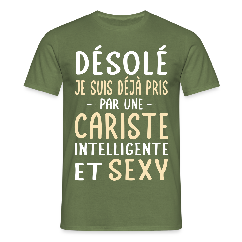 T-shirt Homme - Je suis déjà pris par une cariste intelligente et sexy - vert militaire