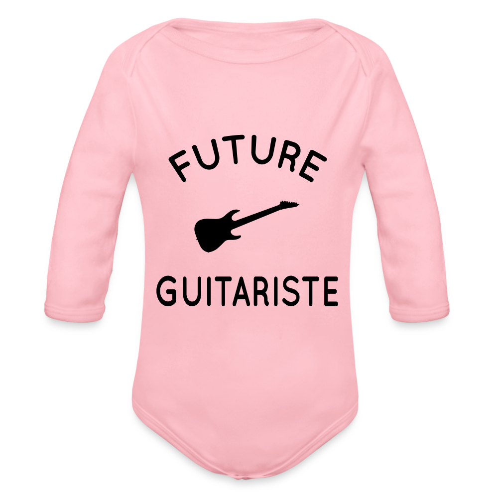 Body Bébé bio manches longues - Future guitariste - rose clair