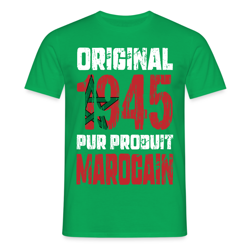T-shirt Homme - Anniversaire 80 Ans - Original 1945 - Pur produit Marocain - vert