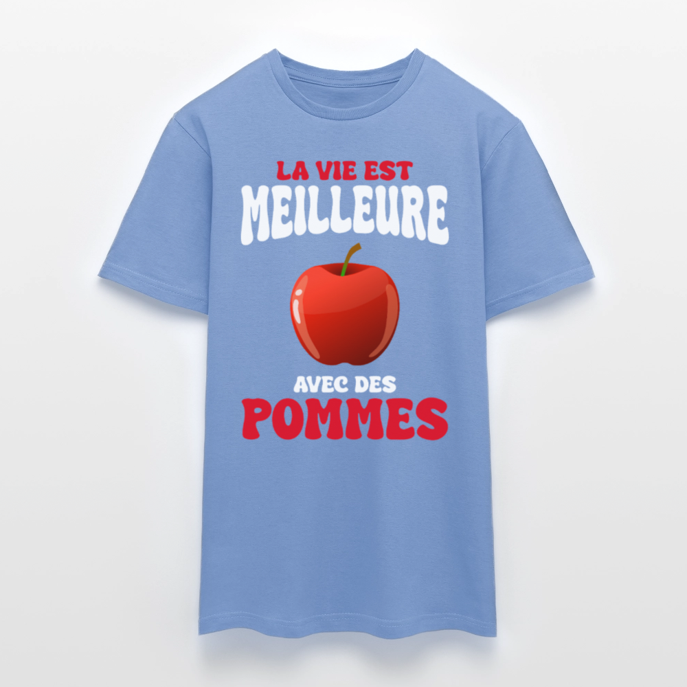 T-shirt Homme - La vie est meilleure avec des pommes - carolina blue