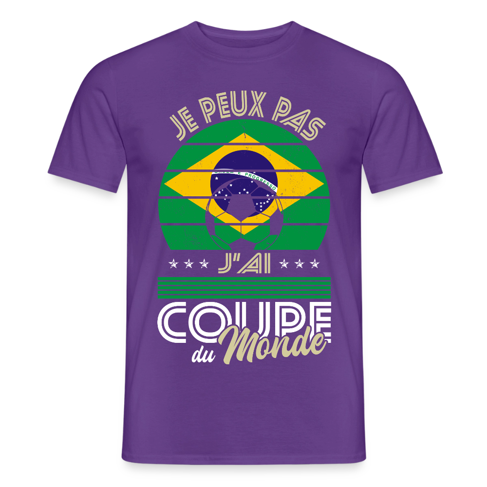 T-shirt Homme - Je peux pas j'ai Coupe du Monde - Brésil - violet