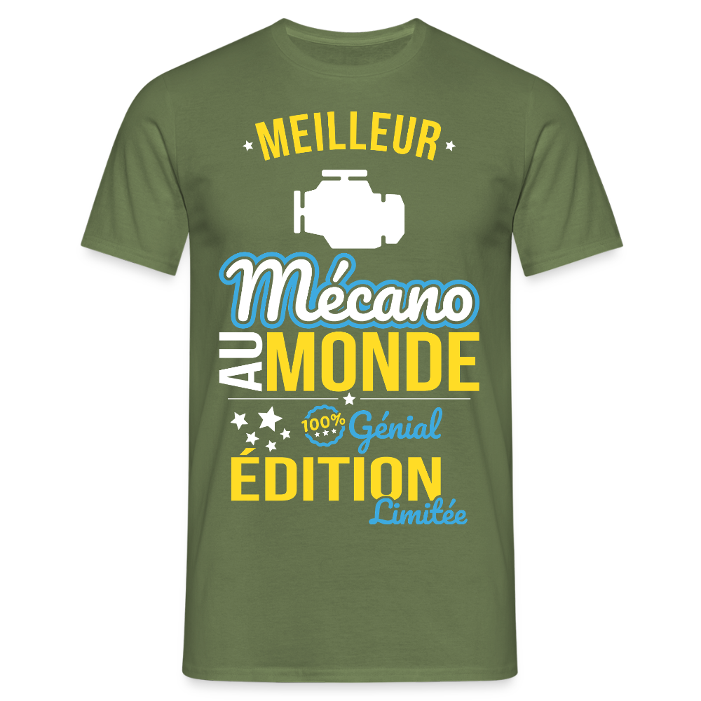 T-shirt Homme - Meilleur Mécano au monde - 100% génial - vert militaire