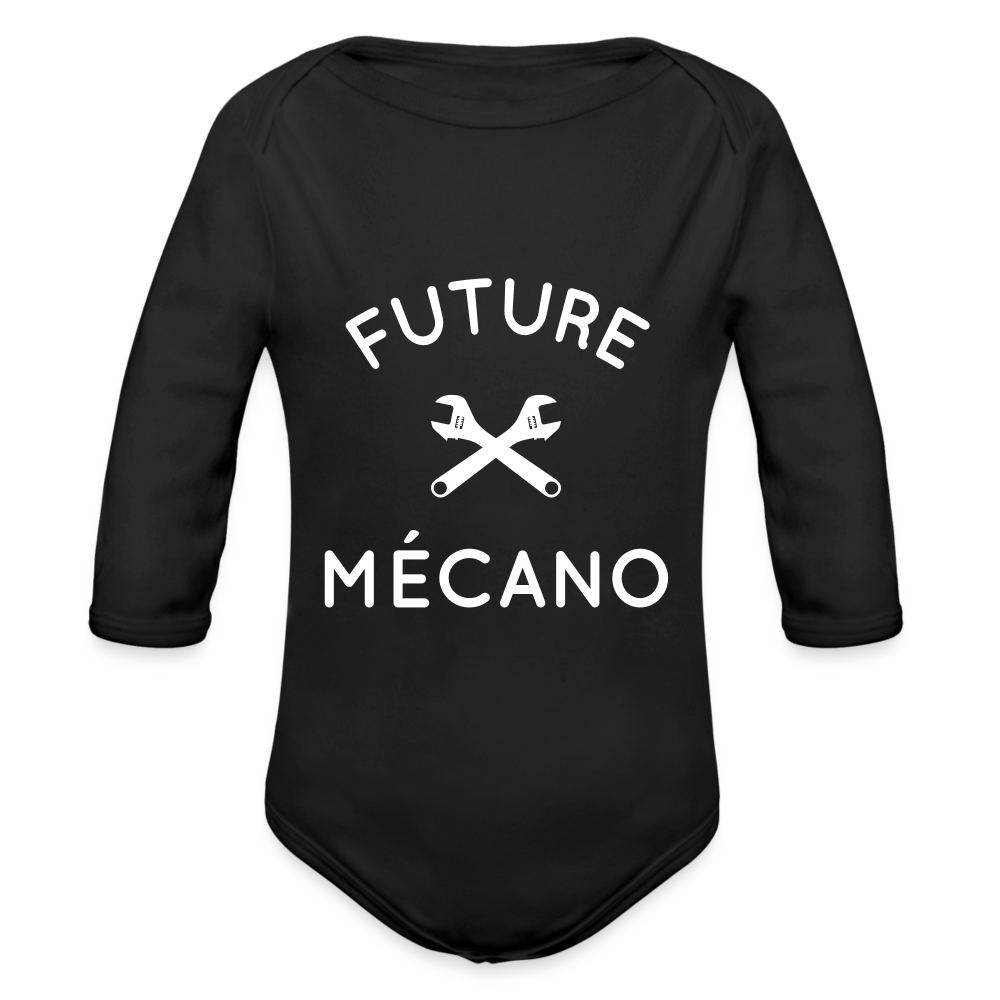Body Bébé bio manches longues - Future mécano - noir