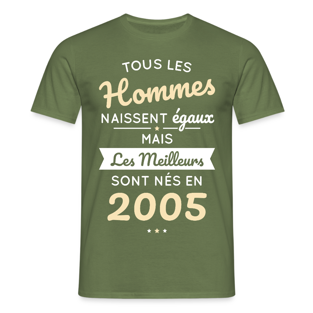 T-shirt Homme - Anniversaire 20 Ans - Les meilleurs sont nés en 2005 - vert militaire
