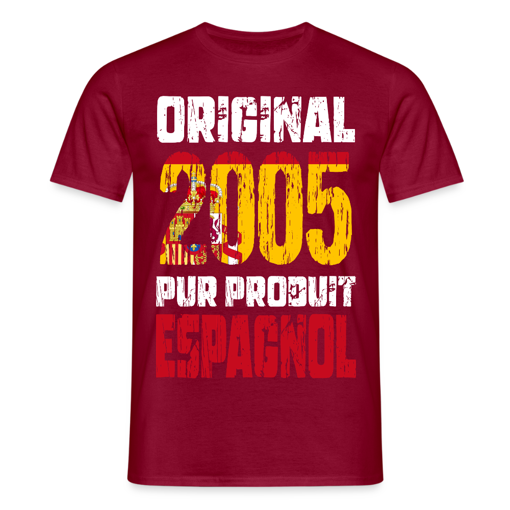T-shirt Homme - Anniversaire 20 Ans - Original 2005 - Pur produit Espagnol - rouge brique