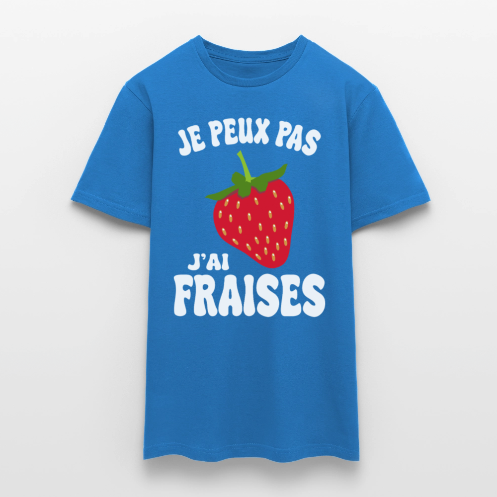 T-shirt Homme - Je peux pas j'ai fraises - bleu royal