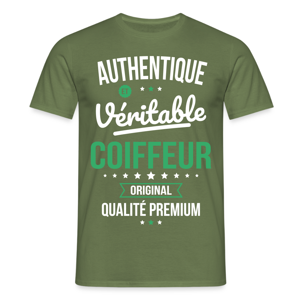 T-shirt Homme - Authentique et véritable Coiffeur - vert militaire