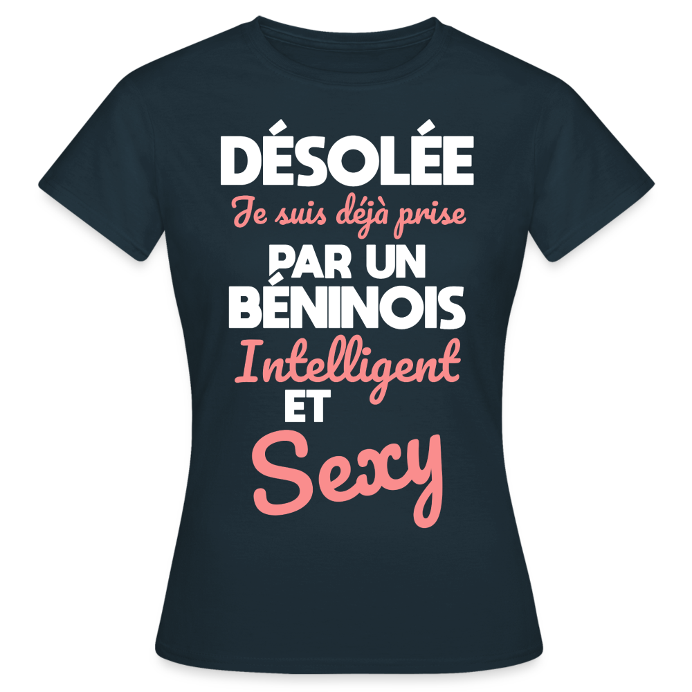 T-shirt Femme - Je suis déjà prise par un Béninois intelligent et sexy - marine