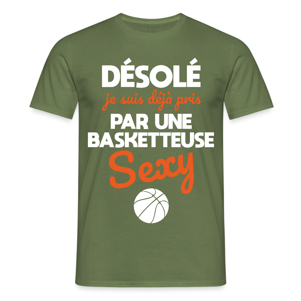 T-shirt Homme - Je suis déjà pris par une basketteuse sexy - vert militaire