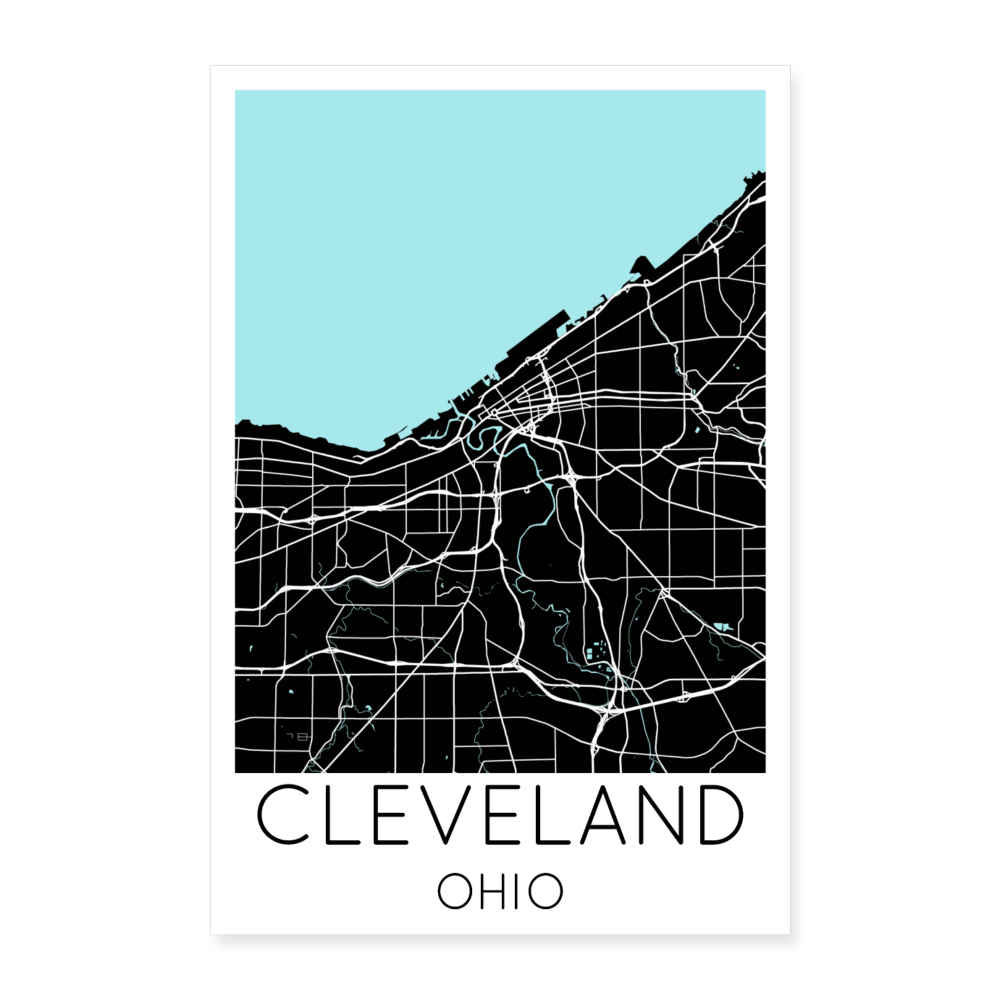 Poster Cleveland - Plan Cleveland - 40 x 60 cm - blanc