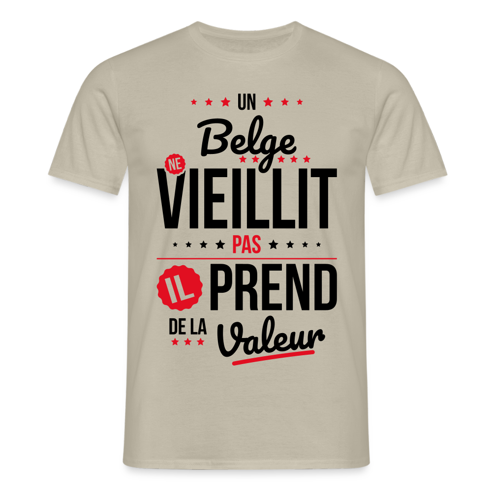 T-shirt Homme - Un Belge ne vieillit pas - beige sable