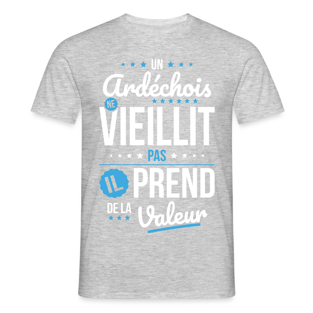 T-shirt Homme - Un Ardéchois ne vieillit pas - gris chiné