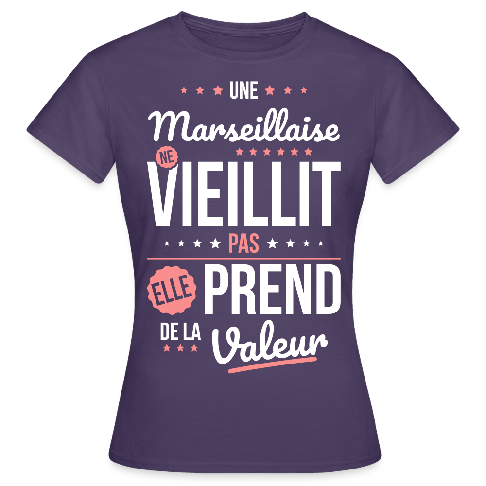 T-shirt Femme - Une Marseillaise ne vieillit pas - violet foncé