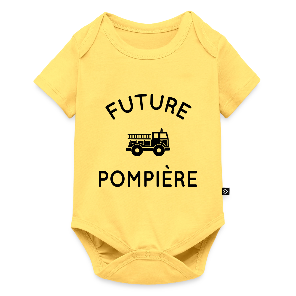 Body Bébé bio manches courtes - Future pompière - jaune pastel