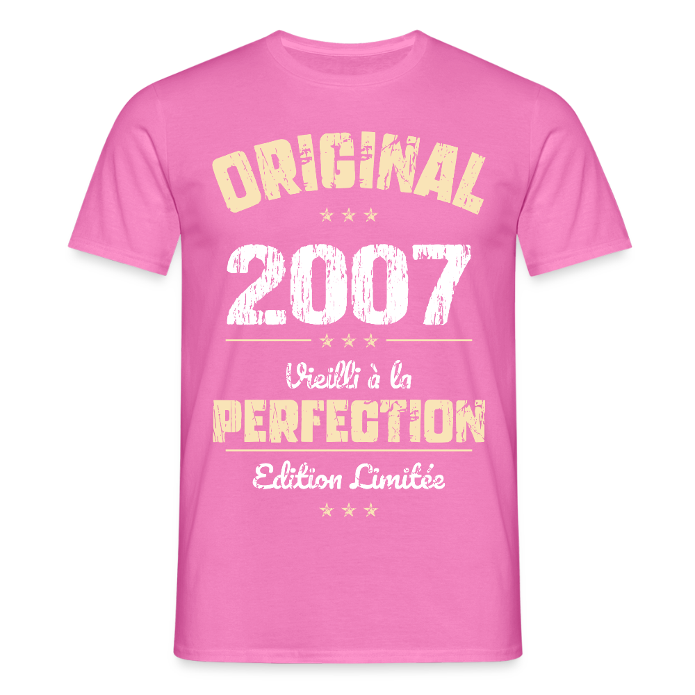 T-shirt Homme - Anniversaire 18 Ans - Original 2007 - rose