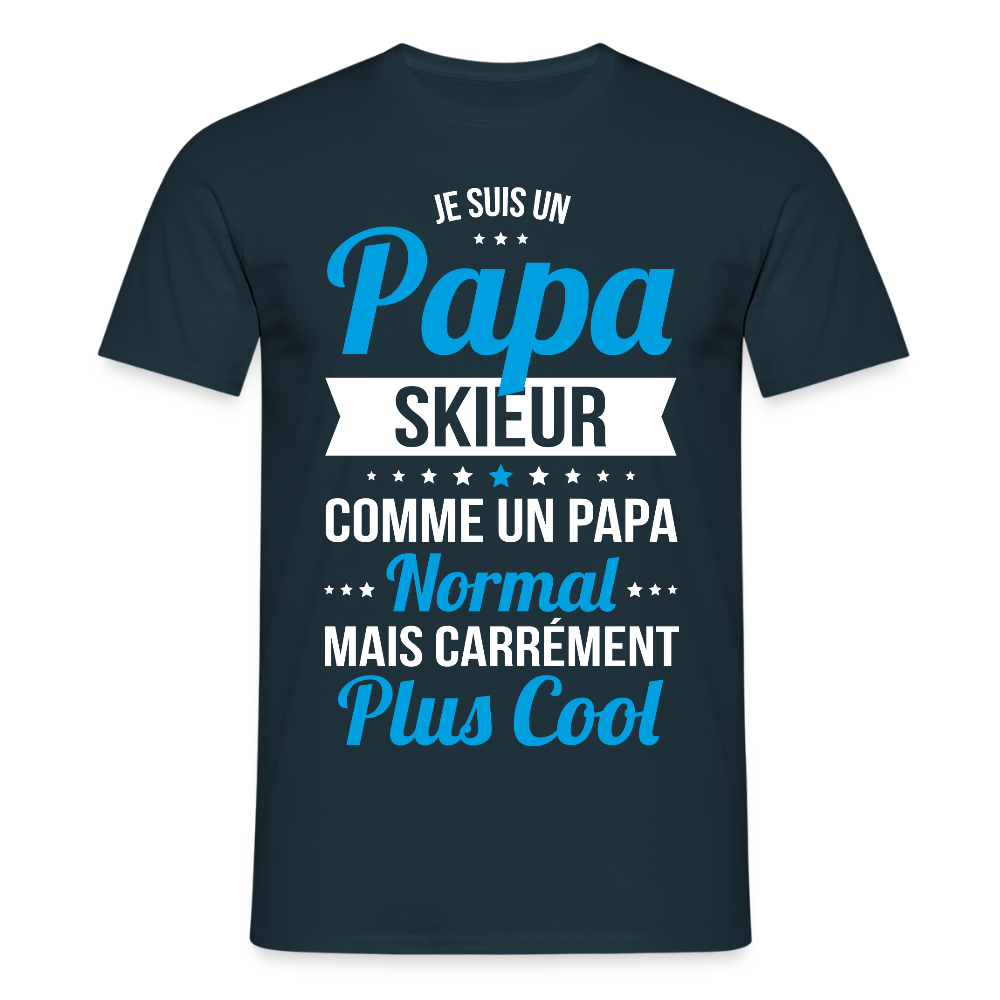 T-shirt Homme - Papa skieur plus cool - marine
