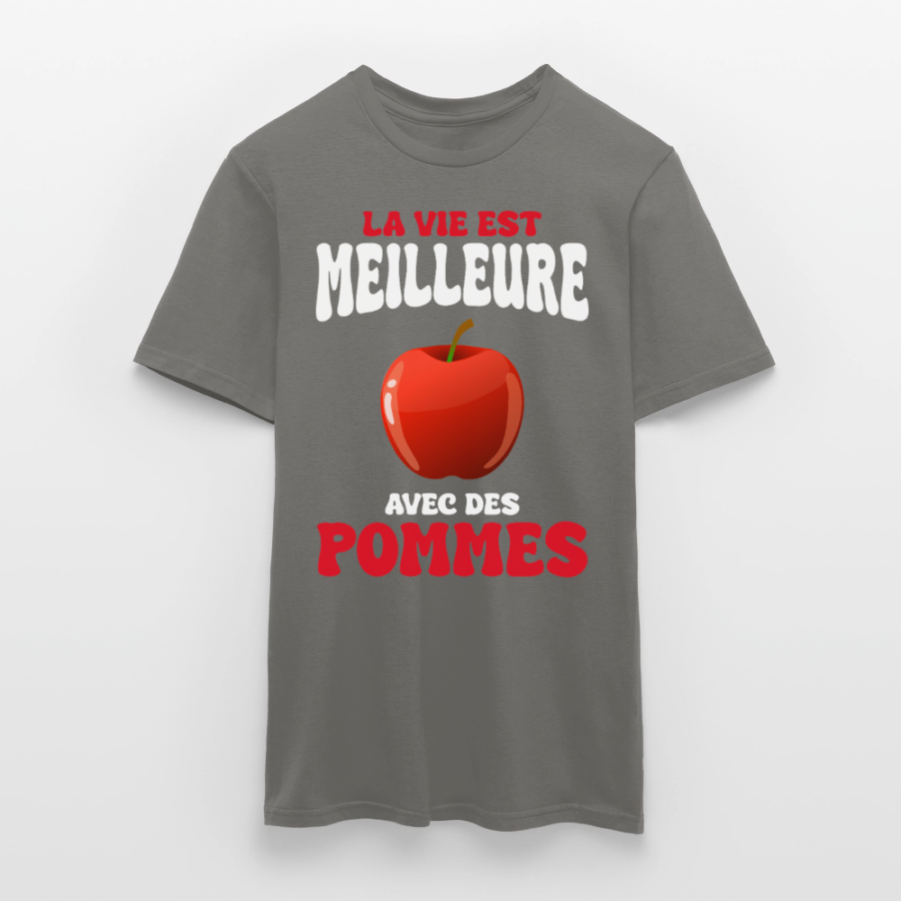 T-shirt Homme - La vie est meilleure avec des pommes - gris graphite