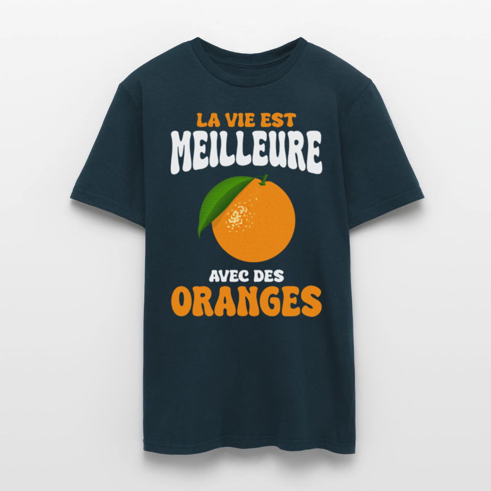 T-shirt Homme - La vie est meilleure avec des oranges - marine