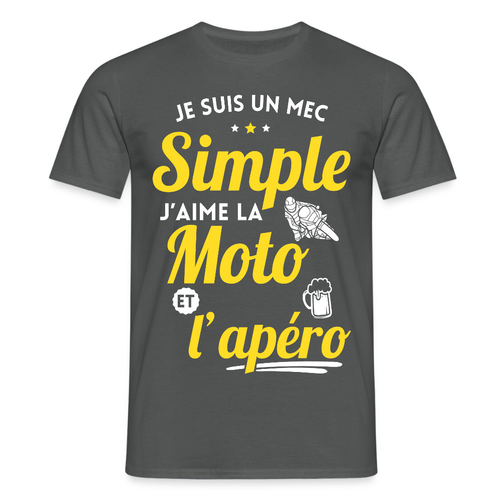 T-shirt Homme - J'aime la moto et l'apéro - charbon