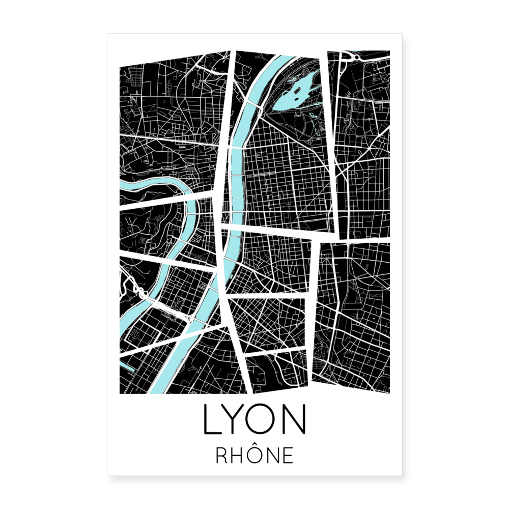 Poster Lyon - Plan Lyon - 40 x 60 cm - blanc