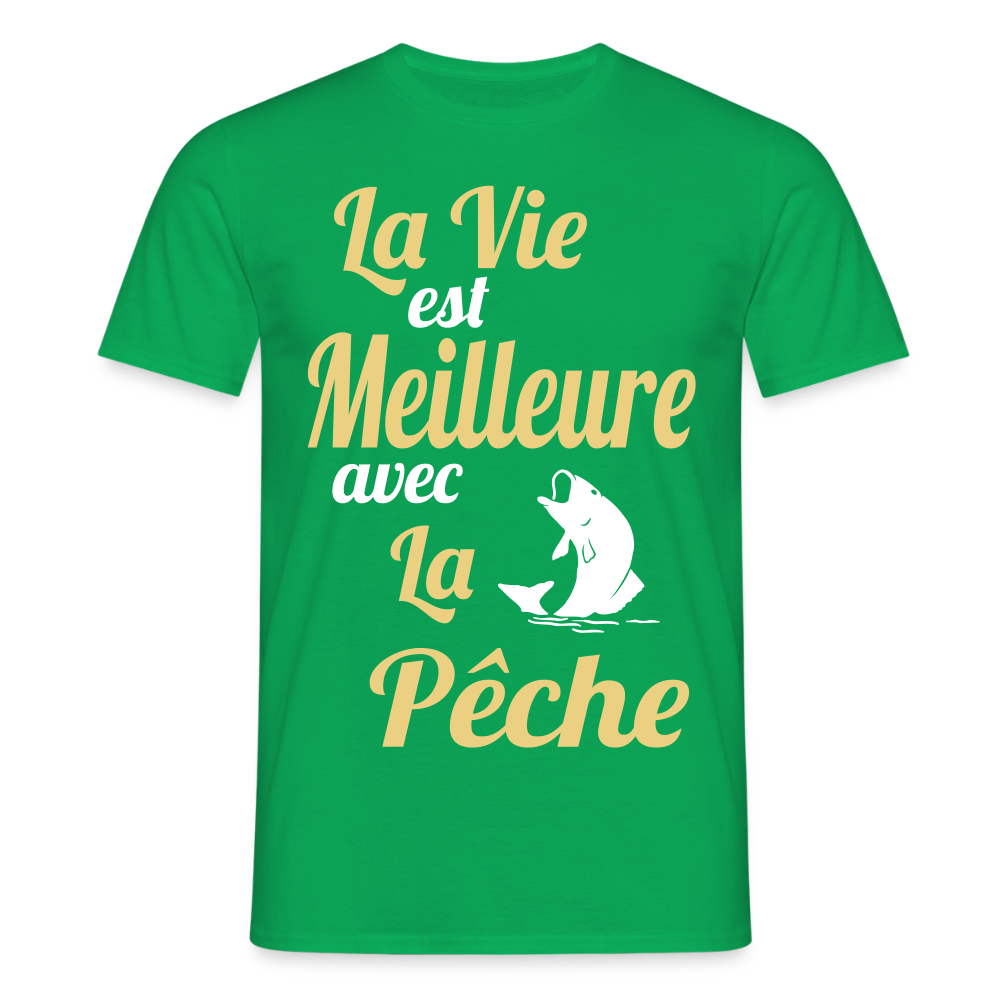 T-shirt Homme - La vie est meilleure avec la Pêche - vert