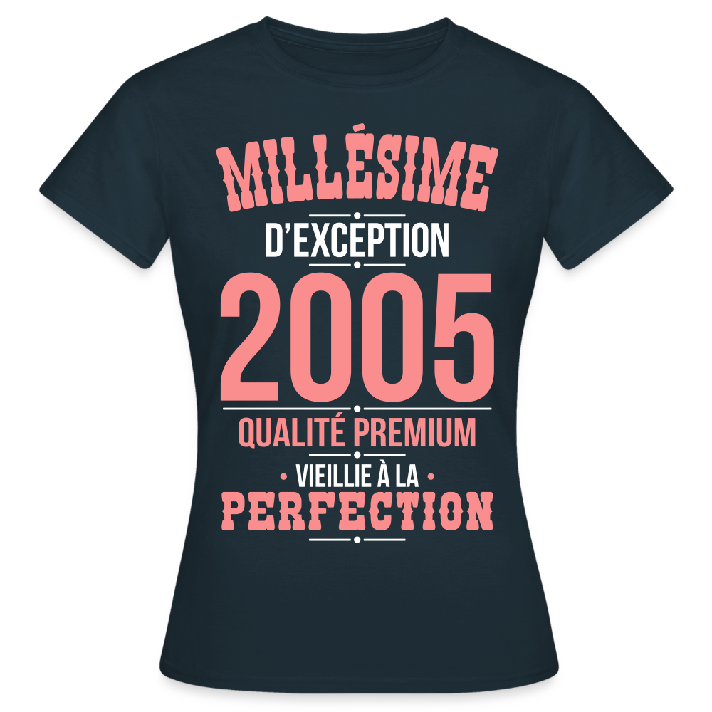 T-shirt Femme - Anniversaire 20 Ans - Millésime 2005 - marine