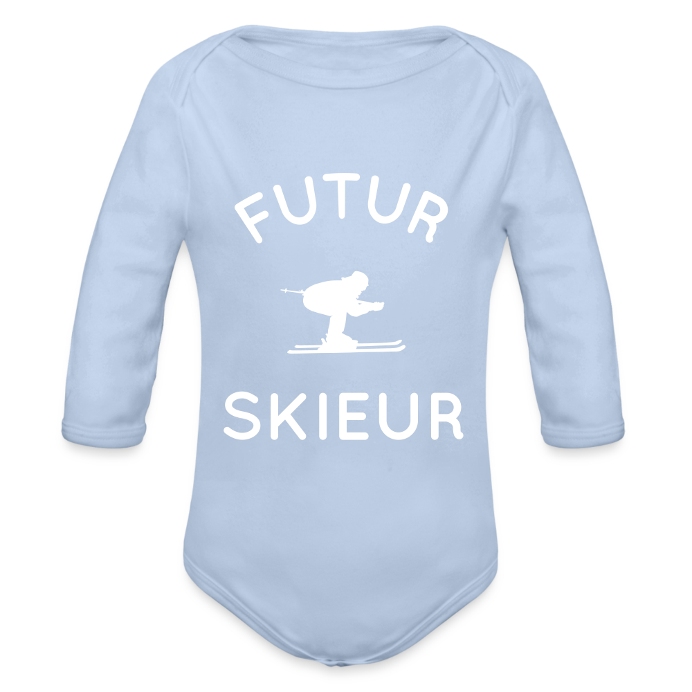 Body Bébé bio manches longues - Futur skieur - ciel