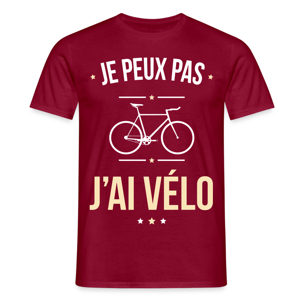 T-shirt Homme - Je peux pas j'ai Vélo - rouge brique