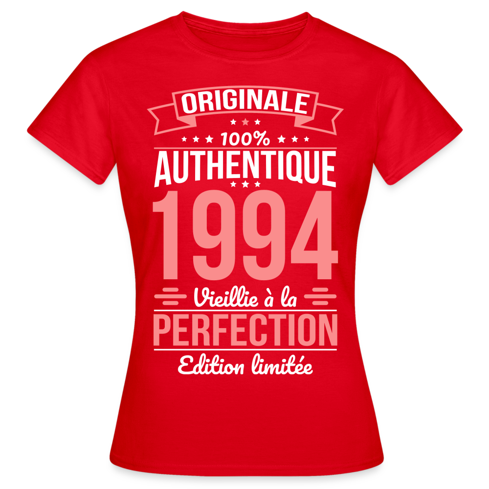 T-shirt Femme - Anniversaire 31 Ans - Originale 1994 - rouge