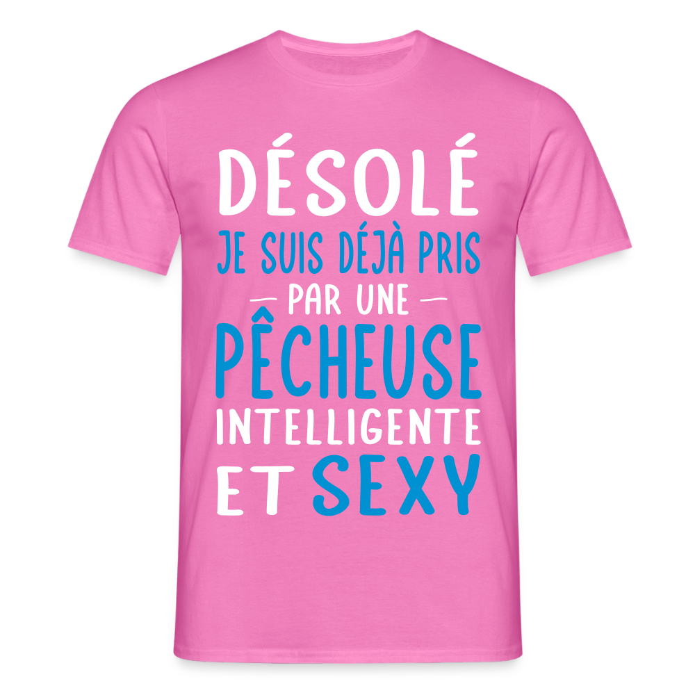 T-shirt Homme - Je suis pris par une pêcheuse intelligente et sexy - rose