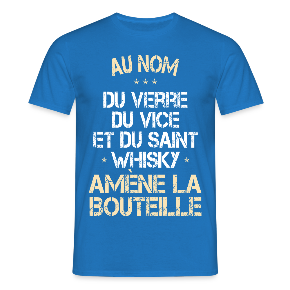 T-shirt Homme - Au nom du saint Whisky - bleu royal