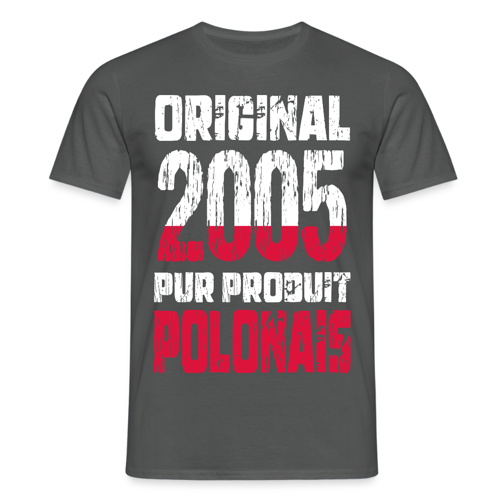 T-shirt Homme - Anniversaire 20 Ans - Original 2005 - Pur produit Polonais - charbon