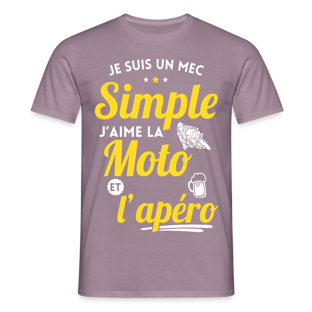 T-shirt Homme - J'aime la moto et l'apéro - mauve gris